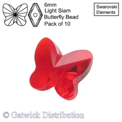 Swarovski Elements - Butterfly Beads - 6mm - Light Siam - Pack of 10
