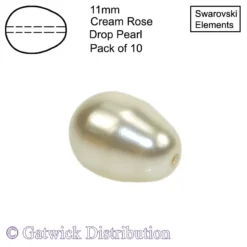 Swarovski Elements - Drop Pearls - 11mm - Cream Rose - Pack of 10