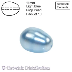 Swarovski Elements - Drop Pearls - 11mm - Light Blue - Pack of 10