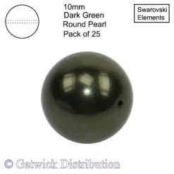Swarovski Elements - Crystal Pearls - 10mm - Dark Green - Pack of 25