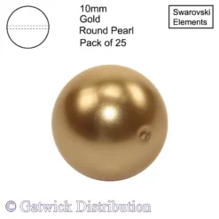 Swarovski Elements - Crystal Pearls - 10mm - Gold - Pack of 25