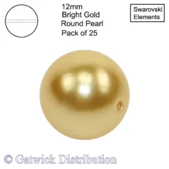 Swarovski Elements - Crystal Pearls - 12mm - Bright Gold - Pack of 25