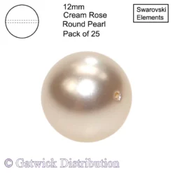 Swarovski Elements - Crystal Pearls - 12mm - Cream Rose - Pack of 25