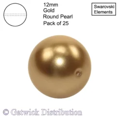 Swarovski Elements - Crystal Pearls - 12mm - Gold - Pack of 25