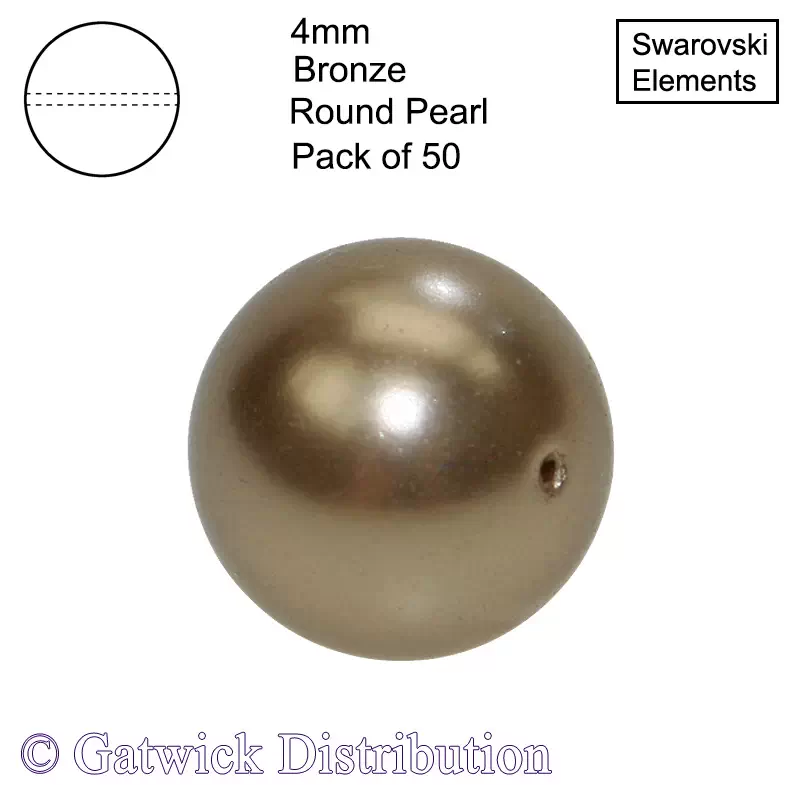 Swarovski Elements - Crystal Pearls - 4mm - Bronze - Pack of 50
