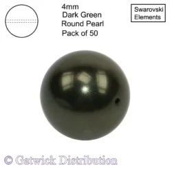 Swarovski Elements - Crystal Pearls - 4mm - Dark Green - Pack of 50