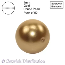 Swarovski Elements - Crystal Pearls - 4mm - Gold - Pack of 50