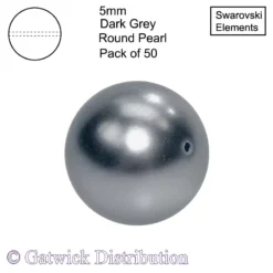 Swarovski Elements - Crystal Pearls - 5mm - Dark Grey - Pack of 50