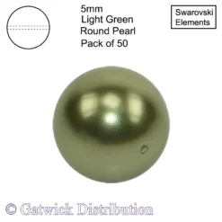 Swarovski Elements - Crystal Pearls - 5mm - Light Green - Pack of 50