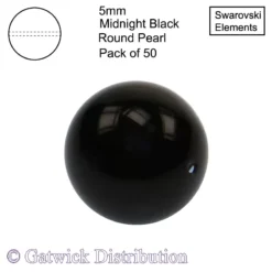 Swarovski Elements - Crystal Pearls - 5mm - Midnight Black - Pack of 50