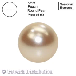 Swarovski Elements - Crystal Pearls - 5mm - Peach - Pack of 50