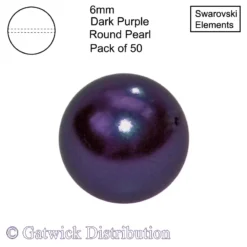 Swarovski Elements - Crystal Pearls - 6mm - Dark Purple - Pack of 50