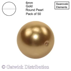 Swarovski Elements - Crystal Pearls - 6mm - Gold - Pack of 50