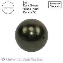 Swarovski Elements - Crystal Pearls - 8mm - Dark Green - Pack of 25