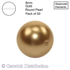 Swarovski Elements - Crystal Pearls - 8mm - Gold - Pack of 25