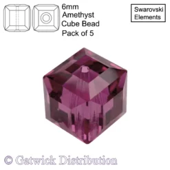 Swarovski Elements - Cube Beads - 6mm - Amethyst - Pack of 5