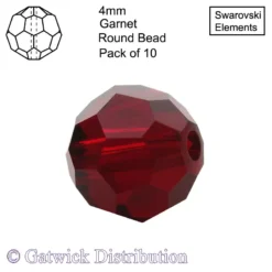 Swarovski Elements - Round Beads - 4mm - Garnet - Pack of 10