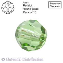Swarovski Elements - Round Beads - 4mm - Peridot - Pack of 10