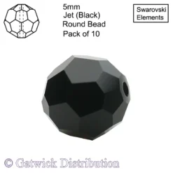 Swarovski Elements - Round Beads - 5mm - Jet - Pack of 10