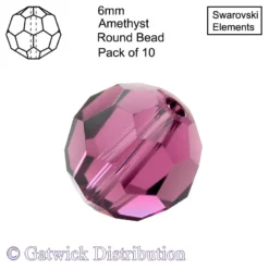 Swarovski Elements - Round Beads - 6mm - Amethyst - Pack of 10