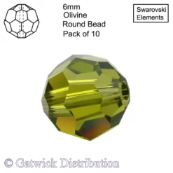 Swarovski Elements - Round Beads - 6mm - Olivine - Pack of 10