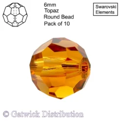 Swarovski Elements - Round Beads - 6mm - Topaz - Pack of 10