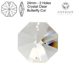 Asfour Octagons - 24mm - 2 Holes - Crystal Clear - Tray of 8