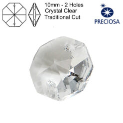 Preciosa Octagons - 10mm - 2 Holes - Crystal Clear - Tray of 126