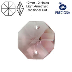 Preciosa Octagons - 12mm - 2 Holes - Light Amethyst - Tray of 80