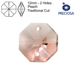 Preciosa Octagons - 12mm - 2 Holes - Peach - Tray of 80
