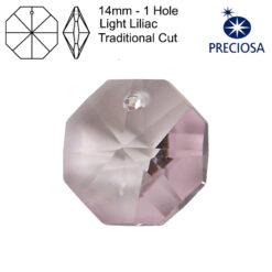 Preciosa Octagons - 14mm - 1 Hole - Light Lilac - Tray of 77