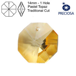 Preciosa Octagons - 14mm - 1 Holes - Pastel Topaz - Tray of 77