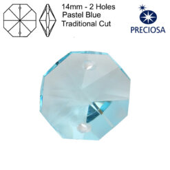 Preciosa Octagons - 14mm - 2 Holes - Pastel Blue - Tray of 35