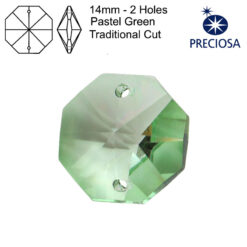 Preciosa Octagons - 14mm - 2 Holes - Pastel Green - Tray of 35