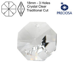 Preciosa Octagons - 18mm - 3 Holes - Crystal Clear - Tray of 20