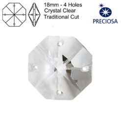 Preciosa Octagons - 18mm - 4 Holes - Crystal Clear - Tray of 20