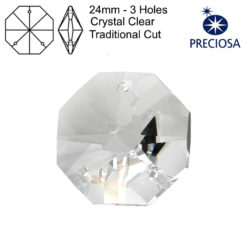 Preciosa Octagons - 24mm - 3 Holes - Crystal Clear - Tray of 6