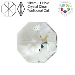 Star Crystals Octagons - 10mm - 1 Hole - Crystal Clear - Tray of 117