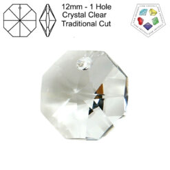 Star Crystals Octagons - 12mm - 1 Hole - Crystal Clear - Tray of 77