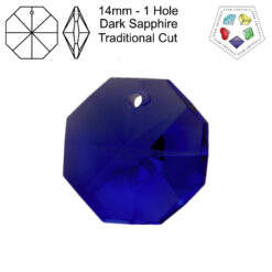 Star Crystals Octagons - 14mm - 1 Hole - Dark Sapphire - Tray of 70