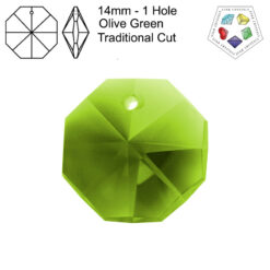 Star Crystals Octagons - 14mm - 1 Hole - Olive Green - Tray of 70
