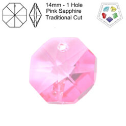 Star Crystals Octagons - 14mm - 1 Hole - Pink Sapphire - Tray of 70
