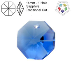 Star Crystals Octagons - 14mm - 1 Hole - Sapphire - Tray of 70