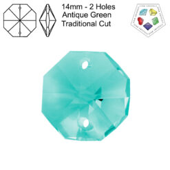 Star Crystals Octagons - 14mm - 2 Holes - Antique Green - Tray of 70