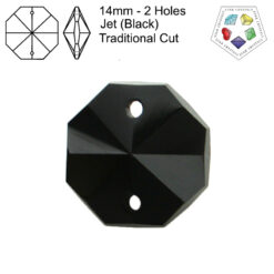 Star Crystals Octagons - 14mm - 2 Holes - Jet - Tray of 70