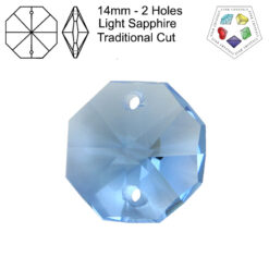 Star Crystals Octagons - 14mm - 2 Holes - Light Sapphire - Tray of 70