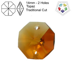 Star Crystals Octagons - 14mm - 2 Holes - Topaz - Tray of 70