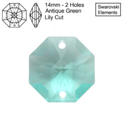 Swarovski Elements Octagons - 14mm - 2 Holes - Antique Green - Tray of 25